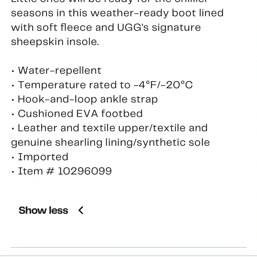 UGG girls sheepskin lined boots